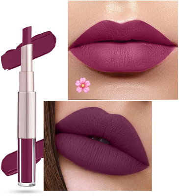 YAWI Double Matte Two In One Liquid Lipstick & Lipstick(Lighht Purple, 7 ml)