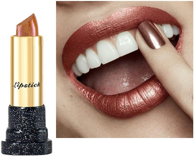 Latixmat GOLDEN DUST SHIMMERY SHINY MULTI PURPOSE METALLIC LIPSTICK(RICH MOCHA, 3.8 g)