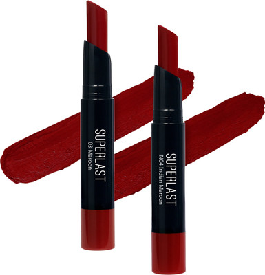Me-On Superlast Lipstick (Shade 03,04)(Maroon,Ruby Woo, 4 g)