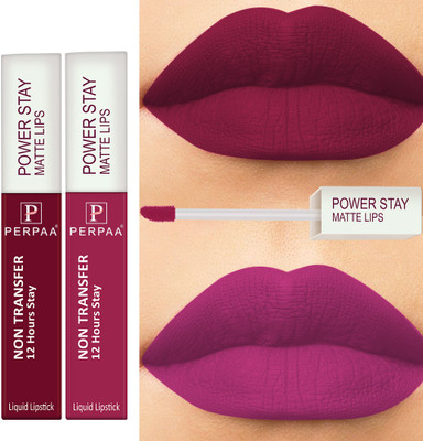 Perpaa Non Transfer Smudge Proof Longlasting Sensational Liquid Matte Lipstick(Maroon,Pink, 8 ml)