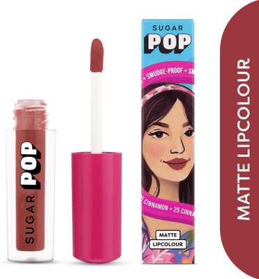 SUGAR POP Matte Lipcolour 25 Cinnamon - Super Matte | Lasts 8+ hours | Non-Drying(Brown with the hint of orange, 1.6 ml)