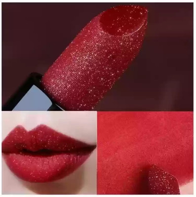 Latixmat GOLDEN DUST SHIMMERY SHINY MULTI PURPOSE GLITTER CHERRY RED PIGMENTED LIPSTICK(CHERRY RED, 3.8 g)