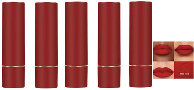 Luipui Hot Creamy Matte Girls Lipstick red color waterproof pack of 5(HOT RED, 20 ml)