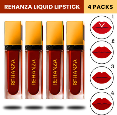 Rehanza Premium Liquid Lipstick - 4 Pack Matte Long Lasting Waterproof Red Shades(Red, 20 ml)