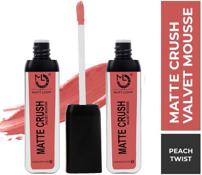 MATTLOOK Matte Crush Velvet Mousse Lipstick, Peach Twist (10ml) Pack of 2(Peach-Twist, 10 ml)