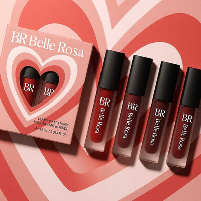 BR Belle Rosa 4 in 1 Mini Red Lipstick – Liquid Matte Set, Non-Sticky & Bold(Classic Red, Fuchsia, Dark Wine, Dark Red with Cherry tone, 6 ml)