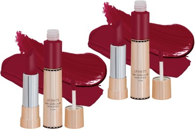 tanvi27 Dual Deep Red Lipstick Long Lasting Gloss, Waterproof, Non Transferable Set(Deep Red, 16 g)