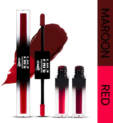 BEBO QUEEN Smudge Proof Liquid Matte Lipstick Comfortable Wear Multiple Shades Red & Maroon(Red & Maroon, 12 ml)