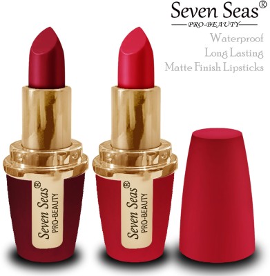 Seven Seas Pro-Beauty Long Lasting Matt lipstick set of 2(Maroon Red natte, 8 g)