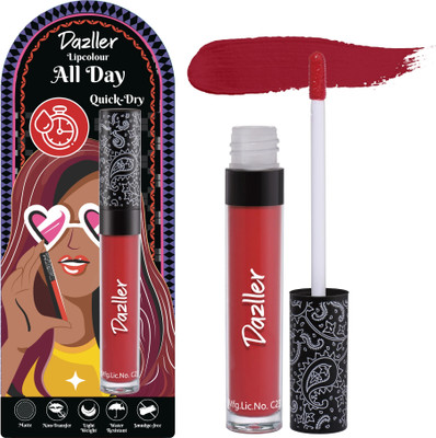 Dazller All Day Lipcolour, Ultra Intense Matte,Smudge-Proof, Lightweight,Up to 8Hrs Stay(DLC022 (Rich Velvet), 6 g)