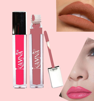 kamna cosmetics KAMNA Liquid Lipstick – Long Lasting, Waterproof, One Swipe (Pack of 2)(Pink, Reddish Brown, 4 ml)