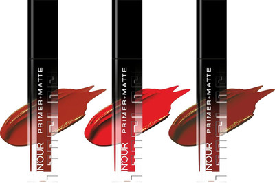 INOUR Primer+Matte Liquid Lipstick-10.5 gm (3.5gm x 3) (Set of 3 Red Shade,10.5 gm)(Red Shade, 10.5 g)
