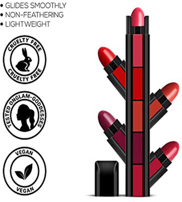 VIVIQ Non Transfer Insta Beauty 5 in 1 Forever Waterproof| Enrich Matte Lipstick(Red Shade, 15 ml)