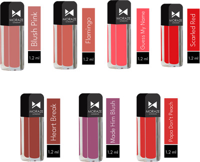 MORAZE Waterproof Long Lasting Liquid Matte Mini Lipstick Set Combo Pack of 7(Multicolor, 8.4 ml)