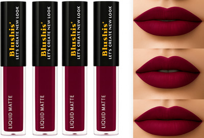 BLUSHIS Non Transfer Liquid Waterproof Matte Liquid Lipstick Pack of 4 Shade Rose(Rose Pink, 16 ml)