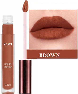 YAWI Liquid Lipstick | Matte + Transfer-proof | 12hrs long stay(Brown, 3.5 ml)