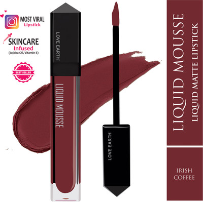LOVE EARTH Liquid Mousse Lipstick - Irish Coffee Matte Finish, Lasts Up to 12 hours(Irish Coffee, 6 ml)