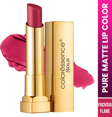 COLORESSENCE Pure Matte Lipstick |Waterproof & Longlasting|Highly Pigmented |Gold Range V15(FUCHSIA FLARE, 3.3 g)