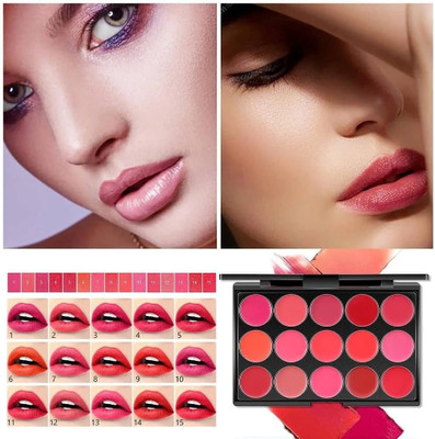 REIMICHI Matte Long-lasting 15 Color Lip Palette(MULTICOLOR, 15 g)