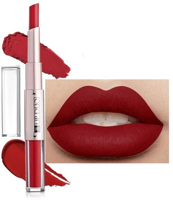 Wonholli 2 In 1 Matte Lipstick And Lip gloss Waterproof, Long Lasting Lipstick(Dark Red, 7 ml)