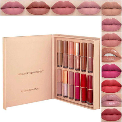 LOVE HUDA Waterproof 12 Color Important Matte Multi Shade Lip Color Liquid Lipstick(Multicolor, 12 ml)