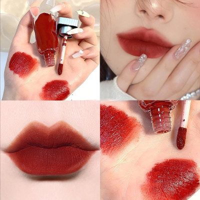GABBU Ice Cube Lip Glaze Matte Lipstick Velvet Transparent(RED, 8 ml)