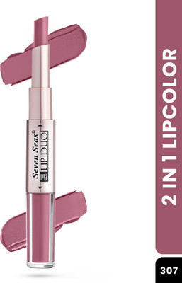 Seven Seas Lip Duo 2 In 1 Liquid Lipstick with Lipstick For Her(Rose, 3 ml)