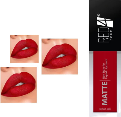 RED4 Non transfer matte Liquid red lipstick(Red, 4 g)