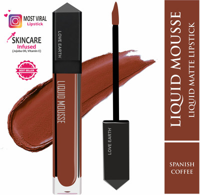 LOVE EARTH Liquid Mousse Lipstick - Spanish Coffee Matte Finish(SPANISH COFFEE, 6 ml)