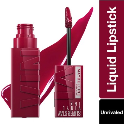 MAYBELLINE NEW YORK Liquid Lipstick, Enriched With Vitamin E & Aloe, SuperStay Vinyl Ink, Unrivaled(UNRIVALED, 4.2 ml)