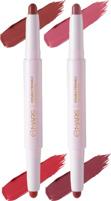 MARS Double Trouble Lip Crayon- Pack Of 2 |(Bubblegum-Mocha, 4 g)