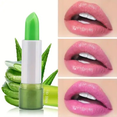 ADJD Moisture Lip Balm Long-Lasting Natural Aloe Vera Lipstick Color Mood Changing(GREEN, 3.6 g)