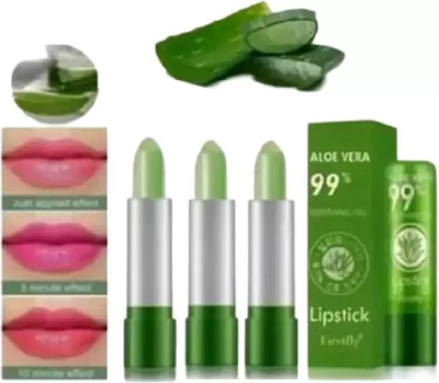 lately Magic Temperature Color Changing Aloe Vera Lipstick Lip Balm Lips 3pc(pink, 6 g)