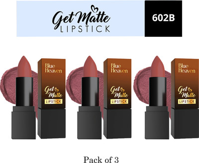 BLUE HEAVEN Get Matte Lipstick 602B_4G ( Pack Of 3 )(602B, 18 ml)