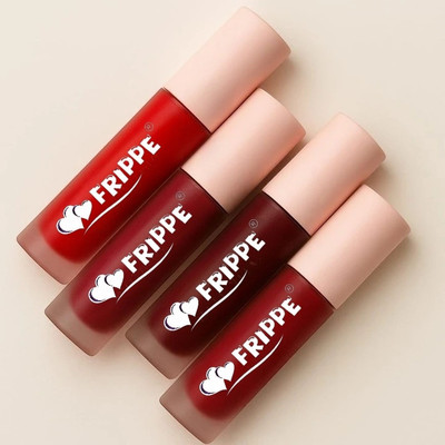 FRIPPE Opulence Red 4 in 1 Matte Liquid Lipstick | Waterproof and Smudge proof(Multicolour, 10 ml)