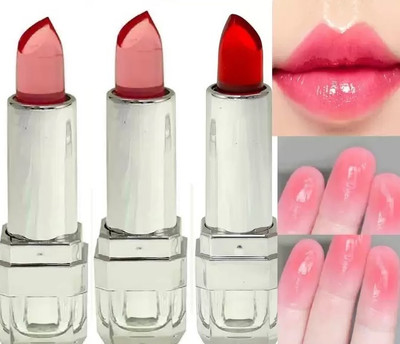 HUZURLU Mult color combo 3 gel glossy finish gel lipstick(MULTI COLOR, 10.8 g)
