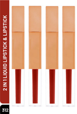 Luipui NEW MATTE CRUSH FADE & NON TRANSFER PROOF LIPSTICK FOR ALL DAY WEAR PACK OF 4(MATTE RED, 28 ml)