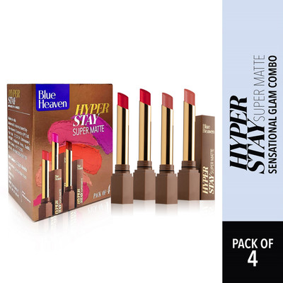 BLUE HEAVEN Hyperstay Supermatte Sensational Glam Lipsticks for women Combo pack of 4(Multicolor, 8.8 g)