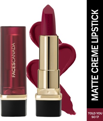FACES CANADA Comfy Matte Creme Lipstick | Long Stay | Intense Color | One Stroke Application(Told You So 17, 4.2 g)
