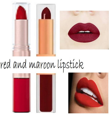 Luipui waterproof and trending red and maroon matte lipstick pack of 2(MAROON, red, 12 g)