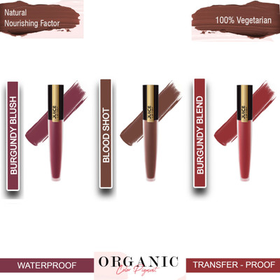 Juice Matte Lip Combo L01 Shade No.: M-41, M-40, M-44(BURGUNDY BLEND, BLOOD SHOT, BURGUNDY BLUSH, 12 ml)
