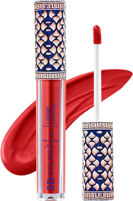 BLUST&FAMME 2D Liquid waterproof longlasting red color lipstick of 1(Red, 5 ml)