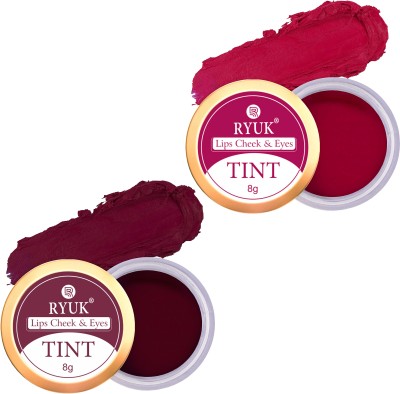 RYUK 3IN1 Creamy Matte Lipstick (Lips Cheeks and Eyes) Set of 2 (02-05)(Maroon, Magenta, 16 g)