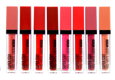 VARS LONDON ADSPRO Vivid matte superstay non transferable liquid lipstick combo pack of 8(MULTICOLOR, 8 ml)