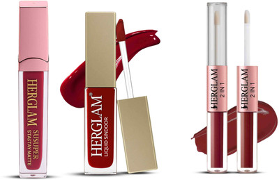 herglam Waterproof Eyeliner with Pro Liquid Lipstick – Smudge Proof Eye & Lip Combo Pack(Multicolor, 10 ml)