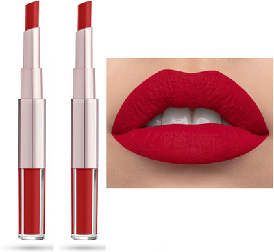 Luster Shine 2 in 1 Non Stick Smudge-Proof & Waterproof(Red, 14 ml)