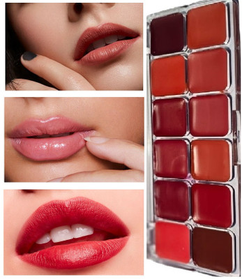 USBK 12 COLOR LIPSTICK PALETTE SMUDGE PROOF & WATERPROOF(MULTI-COLOR, 24 g)
