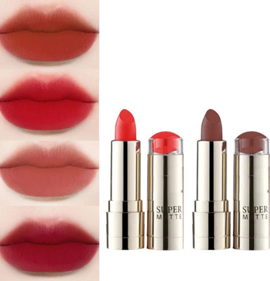 RED4 Supermattee red and maroon color waterproof lipstickK 2(multi, 6 g)
