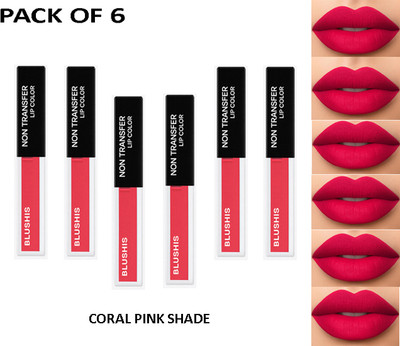 BLUSHIS Non Transfer Smudge Proof | Long Lasting Matte | Liquid Lipstick(CORAL PINK, 24 ml)