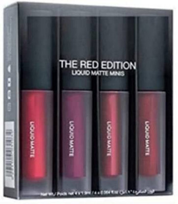 Glamdemy BEAUTY Mini Matte Liquid Lipstick Red Edition 4(Multicolour, 10 g)